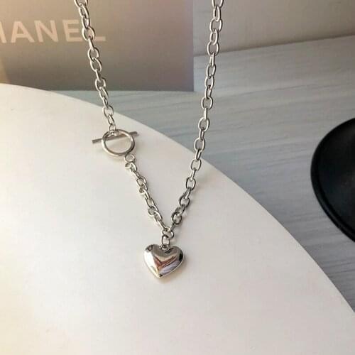 Fashion Hip-hop Necklace Contracted Love Shape Pendant Choker Personality Street Beat Net Red Sweatshirt Chain Women Jewelry