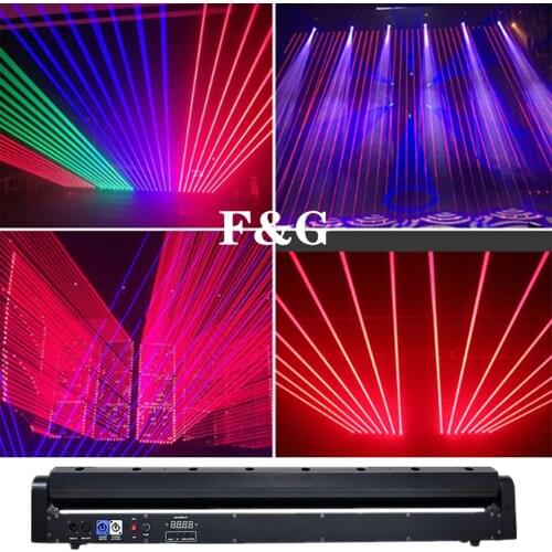 Free Shipping DJ Disco Moving Head Projector Wash Point DMX Controlled 8 Eyes RGB Stage Effect Laser Wand Beam Illumination