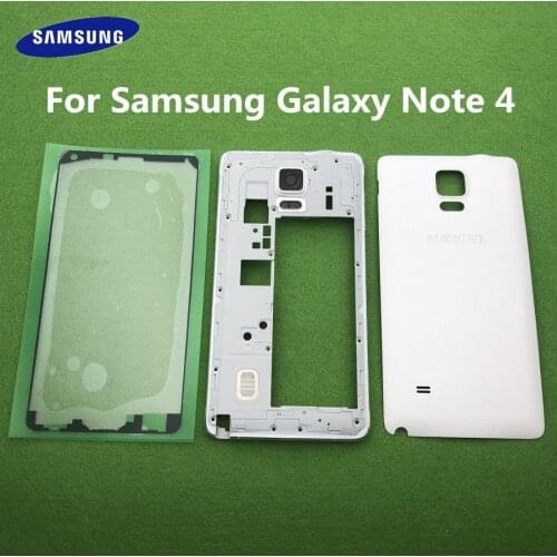 Middle Bezel Frame + Back Cover Case For Samsung Galaxy Note 4 N910 N910F N910A N910C Mobile Phone Housing Rear Battery Door