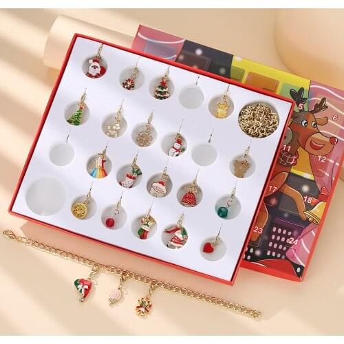 Christmas Advent Calendar Countdown Calendar Christmas DIY Charm Jewelry Bracelet Necklace Making Kit For Girls Christmas Gift
