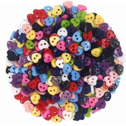 SHINE Brand 100PCs Resin Sewing Mini Button Scrapbooking Heart Mixed 2 Holes Costura Botones bottoni botoes JS8006 6mm