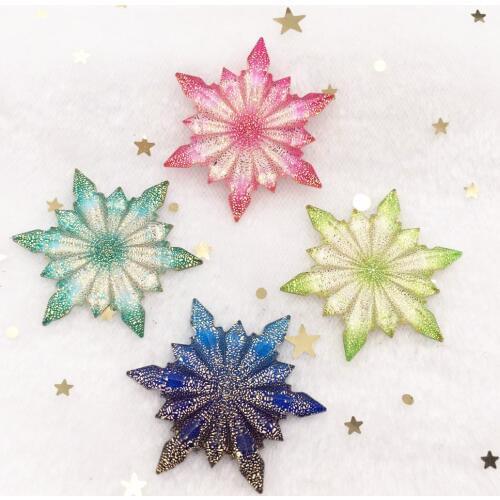 New 8pcs Bling Resin 42mm Colorful Ice Flower Flatback Rhinestone Ornaments DIY Wedding Appliques Craft W86