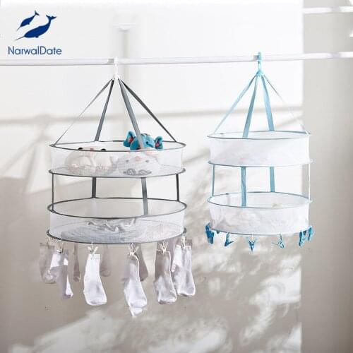Clothing Rack Clothes Basket Drying Net Pocket Sweater Drying Rack Socks Underwear Clothes Organizer Hangers for Saving Space