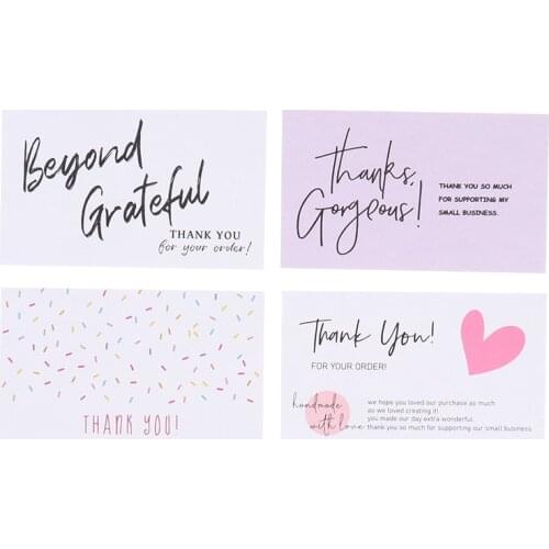 30pcs/pack Business Card White Thank You Card For Supporting Business Package Decoration "beyond Grateful" Handmade With Love