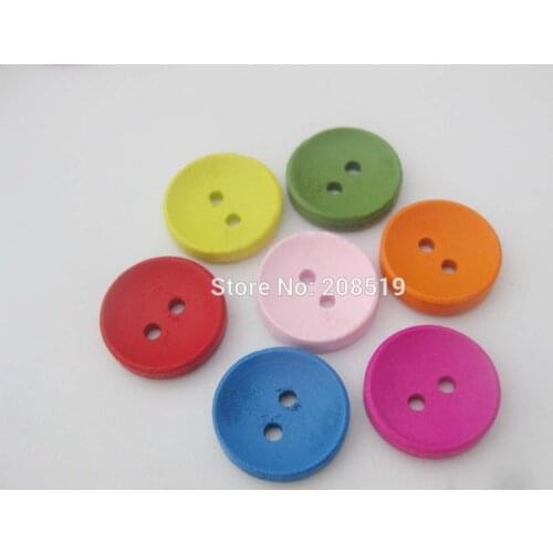WBNVOL Round wood buttons for craft decoration 100pcs 15mm/20mm/25mm multicolor shirt buttons