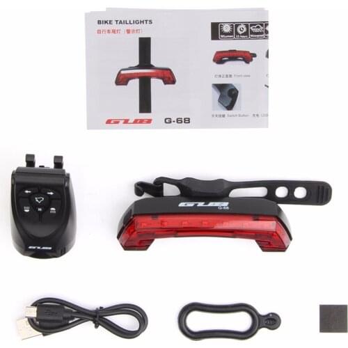 GUB USB Rechargeable Bicycle Tail Light Wireless Remote Control Taillight W/ Horn Bell Rear Seatpost Light Waterproof LED