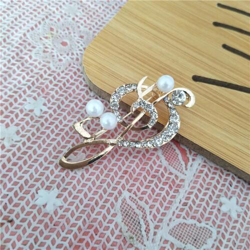 Colors crystal musical note brooch high-quality retro large gold Crown brooch zircon pin for female