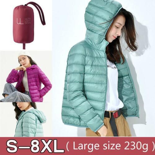 8XL Plus Size Winter Duck Down Coats Women Ultra Light Down Jacket Hooded Warm Lightweight parka Women Outdoor Clothing Outwear