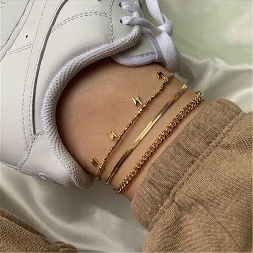 Vintage Womens Chain Anklet Summer Bohemian Lightning Metal Snake Chain Leg Anklet Beach Jewelry Gift