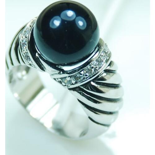 Black Pearl Fashion Women 925 Sterling Silver Ring F710 Size 6 7 8 9 10