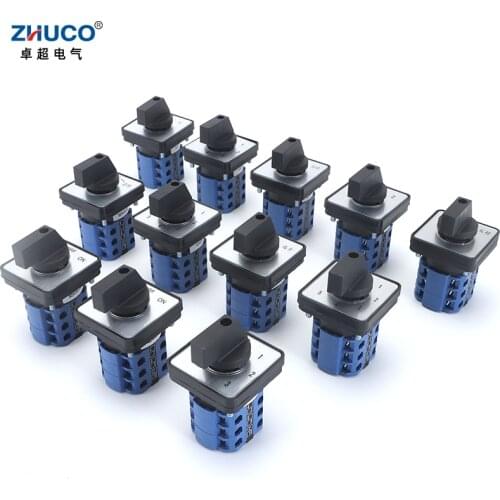 ZHUCO SZW26/LW26-20 20A 660V 64X64 mm 48X48 mm Panel mount 3 Poles 12 screws Power Knob Selection Cam Rotary Changeover Switch