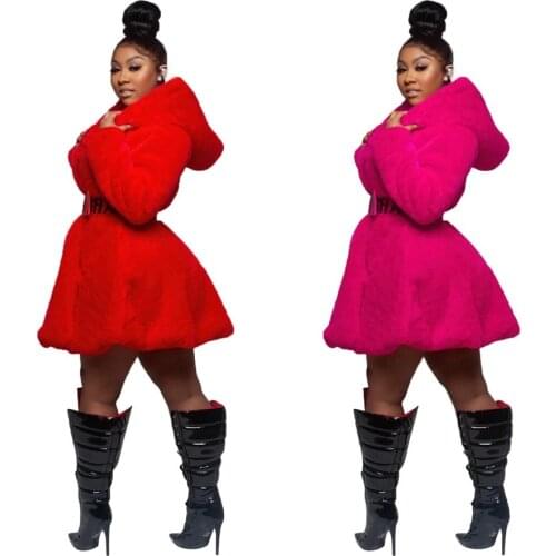 Winter hooded full sleeve thicken velvet dress high street lady sweet sexy fashion high waist sashes a-line short dress