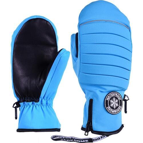 JACKCOME winter warm sport gloves waterproof winter gloves goat leather palm ski gloves windproof snowboard mittens