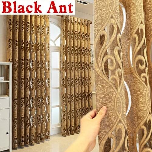Golden Luxurious Geometric Tulle Curtain For Living Room Sheer Curtain Embossed Embroidery Bedroom Bay Curtain Window X-JD963#20