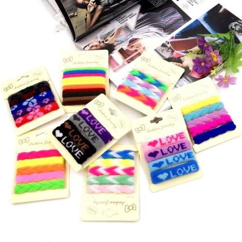 1Set Fashion Pattern Elastic Hair Ties Hair Accessories Women Fabric Rubber Hair Band Girls Hairbands Hair Ponytail Rope