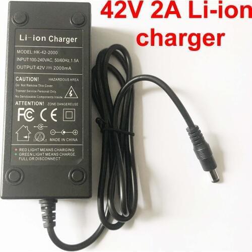 10PCS 36V 2A DC Li-ion battery charger Output 42V 2A charger Used for 36V 10S 10AH 12AH 15AH 20AH Ebike lithium battery charging