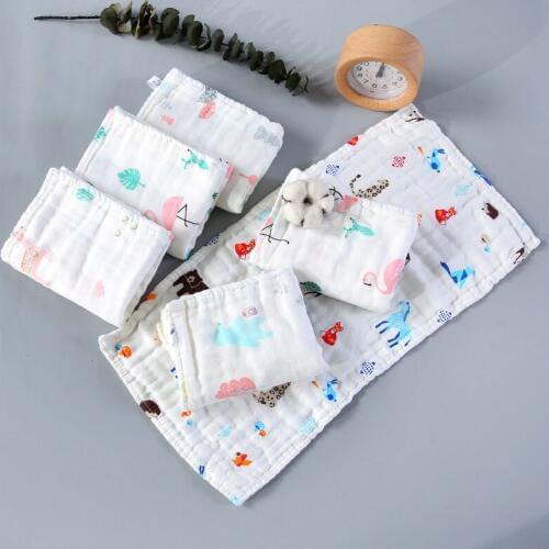 10PCS 6-layer High-Density 100% Cotton A Class Muslin Gauze Wipe Cloth Baby Handkerchief Face Towel Baby Saliva Towel 25x50cm