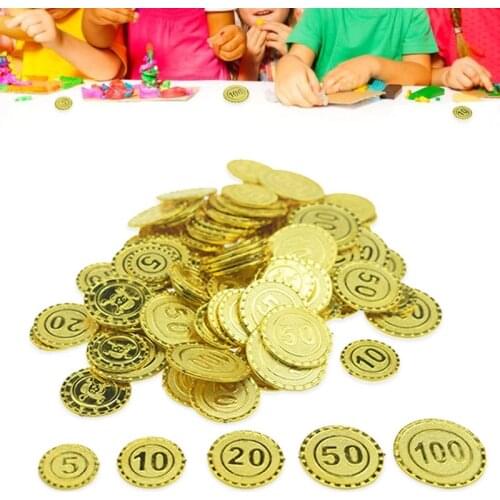 100pcs Pirates Gold Coins Plastic Game Coin Chip for Party Decoration Child Toy