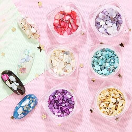 12JAR/Kits SHELL Nail Flake Decorations Art, Nail Hard Films Sequins Accessories, Multi-colors Sea-shell Fragment Flakes#FB1-3