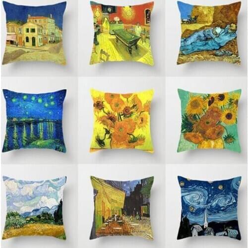 2pcs/set Nordic Style Flax Oil Painting Pattern Cushion Cover Pillowcase Decorative Pillowcases Throw Pillow Cover Home Textile