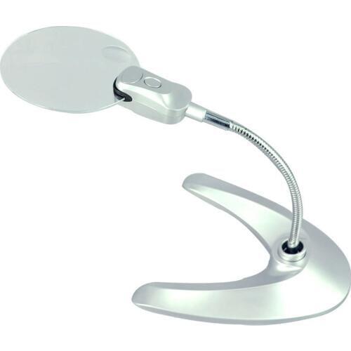 2X 6X LED Bench Magnifier with 2 LED Lamps Desktop Magnifying Glass METAL HOSE MAGNIFIER Loupe SR017A