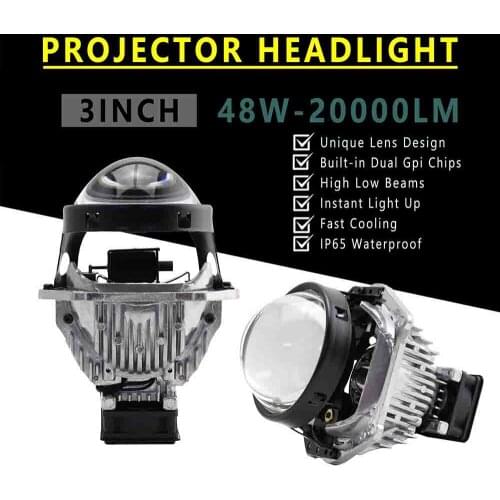 3.0" H4 H7 Led Bulbs HB3 HB4 9005 9006 Projector Light 3 inch MINI Auto Optical Bi LED Projector lens Headlight 90W 20000LM