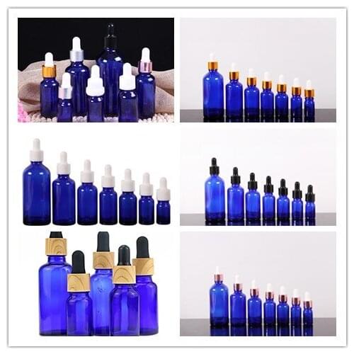 300pcs 5ml10ml15ml20ml30ml50ml100ml Blue Glass Dropper Bottle With Eye Pipette Empty Aromatherapy Essential Oil Bottle Container
