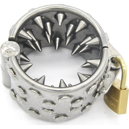 Stainless Steel 4 Rows Teeth Male Cock Ring Chastity Cage Penis Rings,Pendant Scrotum Testicle penis sleeve,Sex Toys For Men