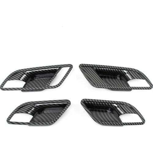 4PCS for MG 5 MG5 2020 2021 Car Inner Door Handle Bowl Cover Trim Carbon Fiber ABS Decoration Frame Sticker Accessories
