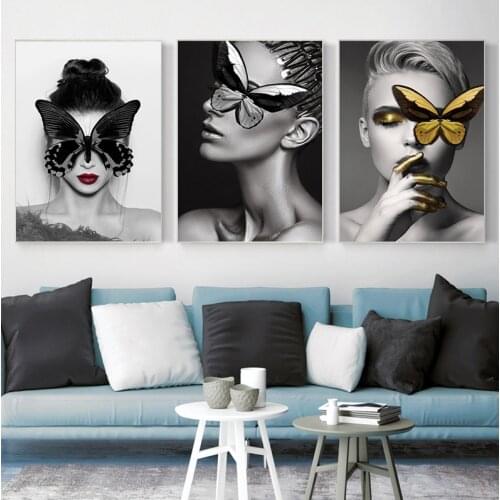 Abstract Canvas Paintings Fashion Girl Flower Wall Art Poster for Living Room Decor Decorative Paintings on The Wall Home Decor