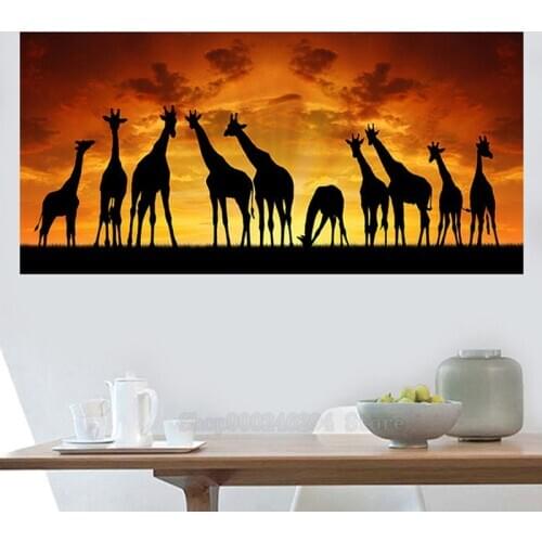Africa art sunset giraffe landscape 5d Diamond Painting Round Drill large Diy Diamond Embroidery Cross Stitch Kit diamond FF1299