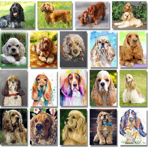 Full Round Drill 5D Diy Diamond Painting British Cocker Spaniel Diamond Embroidery Pet Dog Puppy Cross Stitch Rhinestones Mosaic