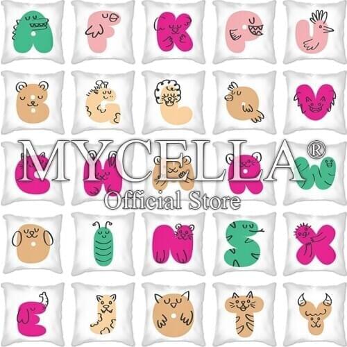 White Pillow Cover 45*45cm animal Letters Cotton Throw Pillow Cushion Cover Car home Decoration Sofa Cushion Covers Pillowcase