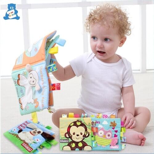 Baby Toys Learning Educational Kids Cloth Books Cute Soft Animal Fabric Book Rattles Mobiles Toys Newborn Crib Hanging Toys Gift