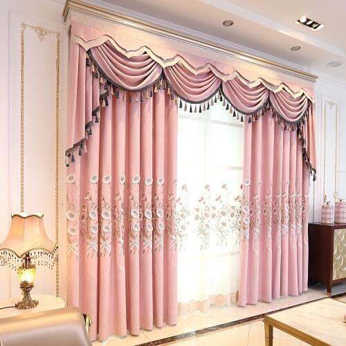 European Embroidery Curtain Cloth for Living Room Bedroom Shading Floor-to-ceiling Window Support Finished Product Customization