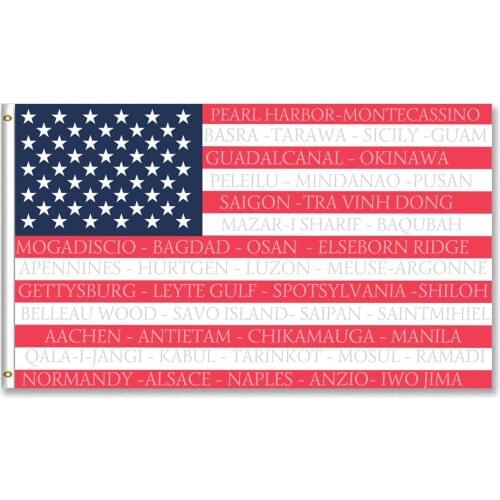 United States USA flag named after great military battles United States Army wars