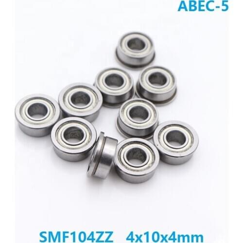 20pcs/lot ABEC-5 SMF104ZZ SMF104 ZZ Stainless Steel flange bearing 4x10x4 mm Shielded deep groove Ball Bearings Flanged 4*10*4mm