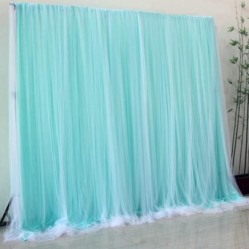 Baby Blue Tulle Chiffon Backdrop for Bridal Shower Wedding Ceremony Backdrops Curtains Newborn Baby Shower Backdrop Photo Booth