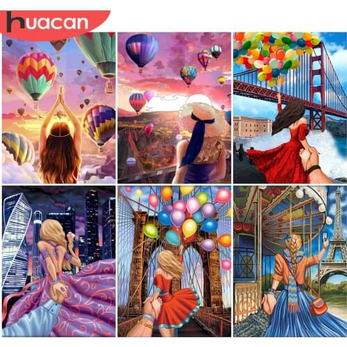 HUACAN 5d Diamond Painting Portrait Girl Diamond Embroidery Sale Landscape Rhinestones Mosaic Cross Stitch Home Decor