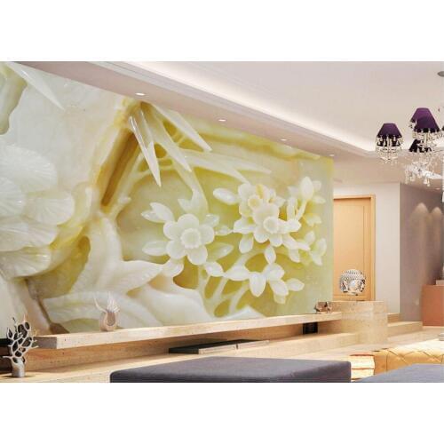 Chinese murals wallpaper Jade carving Plum flower Bamboo relief Custom 3d photo wall paper Home Decoration