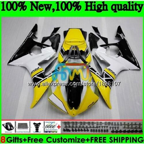 Body For YAMAHA YZF600 YZF R6 600CC YZFR6 03 04 05 51BS.17 YZF 600 R 6 03-05 YZF-600 YZF-R6 2003 Yellow black 2004 2005 Fairing