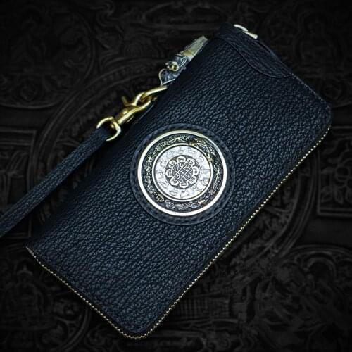 Handmade Women Men Sharkskin Wallet Purses Long Wallets Clutch Genuine Leather Purse Carteira Billetera Hombre