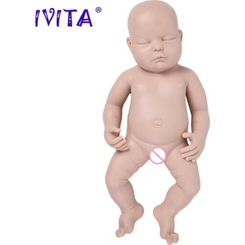 IVITA WG1510 47cm 3700g Eyes Closed Full Body Silicone Bebe Reborn Baby Doll Unpainted Unfinished Dolls DIY Blank Toys Kit