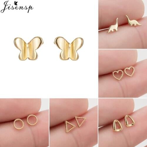 Minimalist Mini Geometric Earrings for Women Jewelry Cute Heart Triangle Round Stud Earring Girls Dinosaur Butterfly Accessories