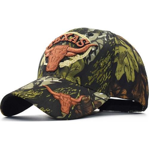 Fashion camouflage striped embroidered letters TEXAS baseball cap men and women outdoor sport sunscreen adjustable snapback hat