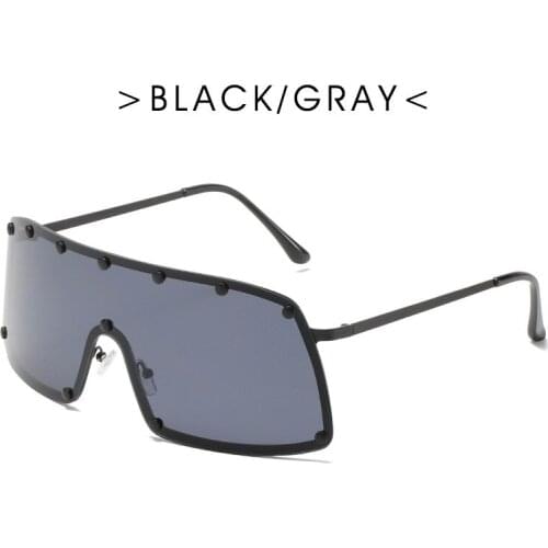 Metal Rivet Trendy Sunglasses, Oversized Frame Colorful One-piece Windproof and Sand-proof Sunglasses