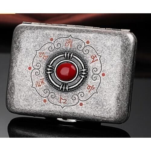 Fashion Creative Pure Copper Cigarette Case 16pcs Mens Portable Cigarette Holder Ancient Silver Design Cigarette Box Z599