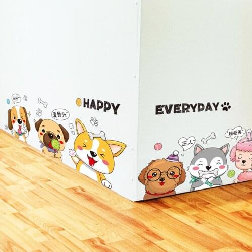 Cartoon Dogs Wall Stickers Kids Room Decor Wallpaper DIY Fridge Stickers Nursery Wall Decoration Self-adhesive Mural