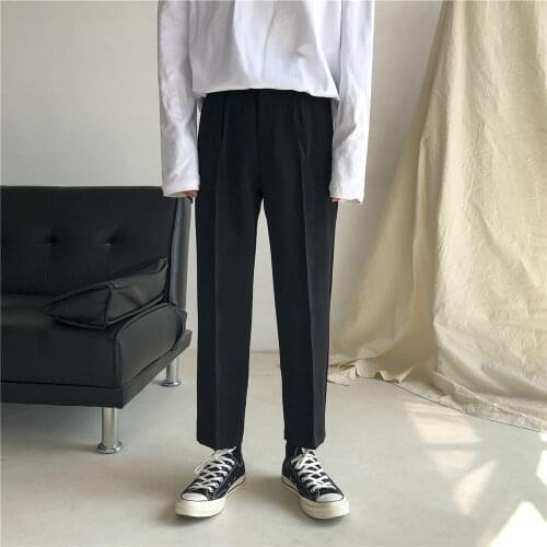 Mens Clothing Pants 2021 Four Seasons Sagging Casual Loose Straight Korean Fashion The New Listing College The Office