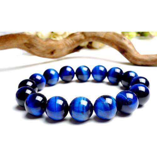 Top Quality Natural Tiger Eye Royal Blue Gemstone Round Beads Stone Bracelet Women Men Crystal 14mm 16mm Drop Shipping AAAAA